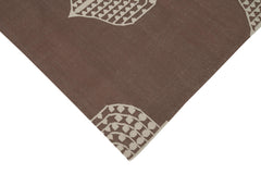 Handmade Area Rug - Brown Geometric Cotton Wool Vintage Turkish Carpet 3'9"x5'6"