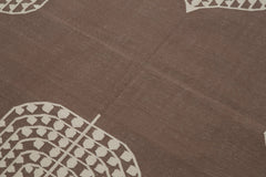 Handmade Area Rug - Brown Geometric Cotton Wool Vintage Turkish Carpet 3'9"x5'6"