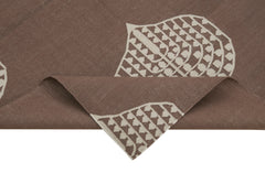 Handmade Area Rug - Brown Geometric Cotton Wool Vintage Turkish Carpet 3'9"x5'6"
