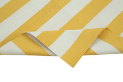 Handmade Area Rug - Yellow Geometric Cotton Wool Vintage Handwoven Carpet 3'6"x5'6"