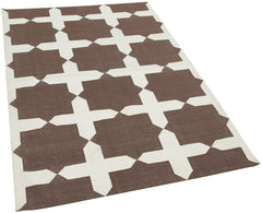 Duri Brown Geometric Cotton Wool Handmade Area Rug 3'9'' x 5'7''
