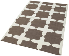 Duri Brown Geometric Cotton Wool Handmade Area Rug 3'9'' x 5'7''