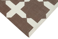 Duri Brown Geometric Cotton Wool Handmade Area Rug 3'9'' x 5'7''