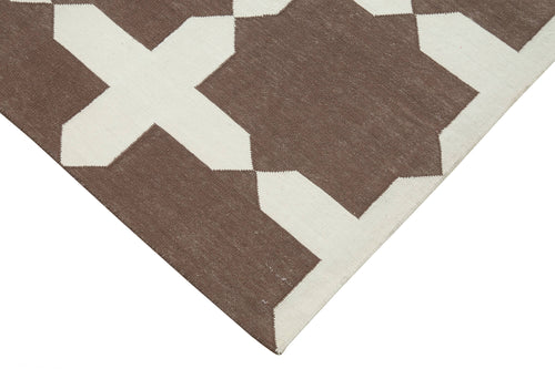 Duri Brown Geometric Cotton Wool Handmade Area Rug 3'9'' x 5'7''