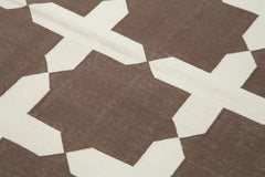 Duri Brown Geometric Cotton Wool Handmade Area Rug 3'9'' x 5'7''