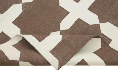 Duri Brown Geometric Cotton Wool Handmade Area Rug 3'9'' x 5'7''