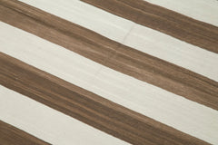 Handmade Area Rug – Geometric Brown Cotton Wool Vintage Handwoven Carpet 3'6''x5'5''