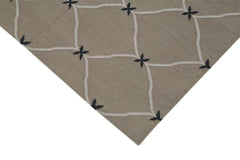 Duri Grey Geometric Cotton Wool Handmade Area Rug 3'7'' x 5'4''