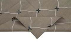 Duri Grey Geometric Cotton Wool Handmade Area Rug 3'7'' x 5'4''