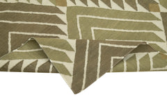 Geometric Duri Green Geometric Cotton Wool Handmade Area Rug 3'6'' x 5'8''