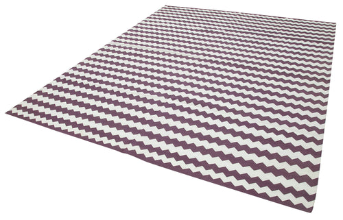 Geometric Duri Purple Geometric Cotton Wool Handmade Area Rug 8'0'' x 10'0''