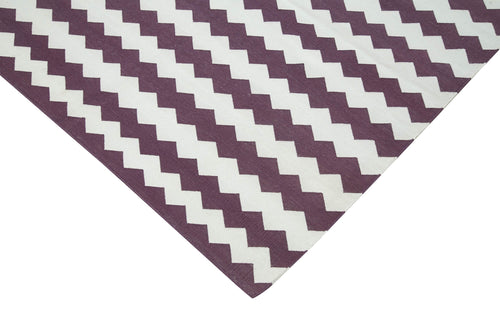 Geometric Duri Purple Geometric Cotton Wool Handmade Area Rug 8'0'' x 10'0''