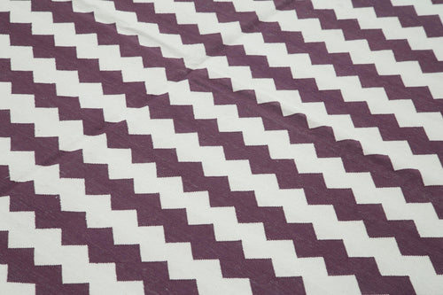 Geometric Duri Purple Geometric Cotton Wool Handmade Area Rug 8'0'' x 10'0''