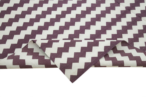 Geometric Duri Purple Geometric Cotton Wool Handmade Area Rug 8'0'' x 10'0''