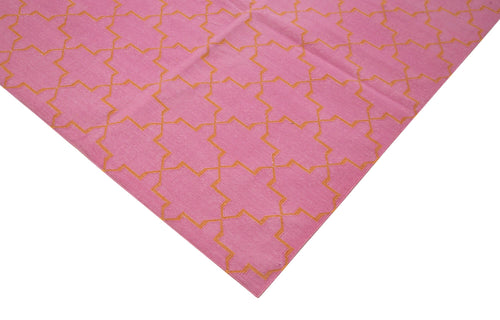 Geometric Duri Orange Geometric Cotton Wool Handmade Area Rug 8'3'' x 9'10''