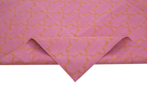 Geometric Duri Orange Geometric Cotton Wool Handmade Area Rug 8'3'' x 9'10''