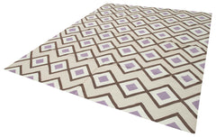 Geometric Duri Beige Geometric Cotton Wool Handmade Area Rug 8'2'' x 10'1''