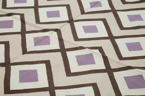 Geometric Duri Beige Geometric Cotton Wool Handmade Area Rug 8'2'' x 10'1''