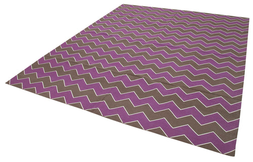 Geometric Duri Purple Geometric Cotton Wool Handmade Area Rug 8'0'' x 9'9''