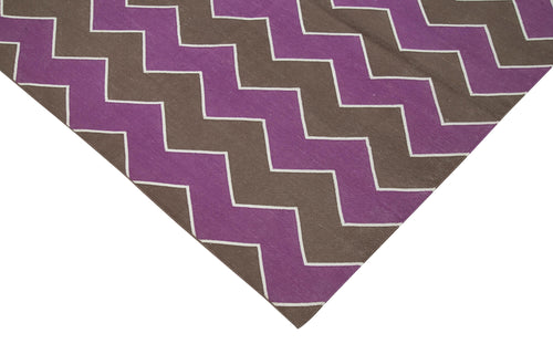 Geometric Duri Purple Geometric Cotton Wool Handmade Area Rug 8'0'' x 9'9''