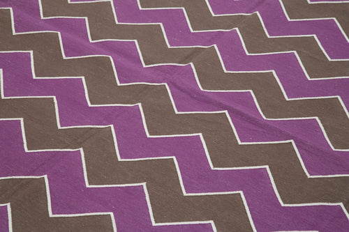 Geometric Duri Purple Geometric Cotton Wool Handmade Area Rug 8'0'' x 9'9''