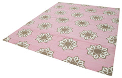 Geometric Duri Pink Geometric Cotton Wool Handmade Area Rug 8'2'' x 9'11''