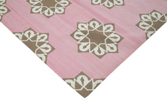 Geometric Duri Pink Geometric Cotton Wool Handmade Area Rug 8'2'' x 9'11''