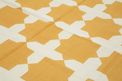 Geometric Duri White Geometric Cotton Wool Handmade Area Rug 7'10'' x 9'11''