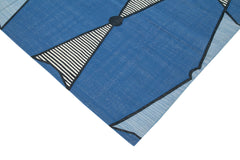 Geometric Duri Blue Geometric Cotton Wool Handmade Area Rug 8'0'' x 9'9''