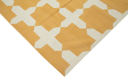 Geometric Duri Yellow Geometric Cotton Wool Handmade Area Rug 8'2'' x 9'8''