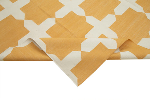 Geometric Duri Yellow Geometric Cotton Wool Handmade Area Rug 8'2'' x 9'8''