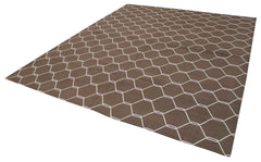 Geometric Duri Brown Geometric Cotton Wool Handmade Area Rug 8'2'' x 9'9''