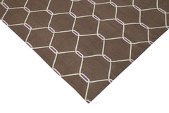 Geometric Duri Brown Geometric Cotton Wool Handmade Area Rug 8'2'' x 9'9''