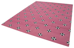 Geometric Duri Pink Geometric Cotton Wool Handmade Area Rug 8'0'' x 9'10''