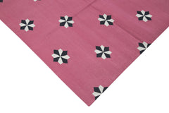 Geometric Duri Pink Geometric Cotton Wool Handmade Area Rug 8'0'' x 9'10''