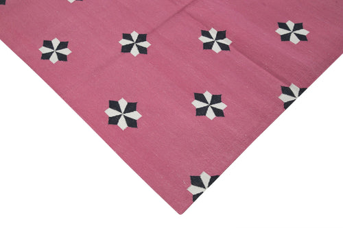 Geometric Duri Pink Geometric Cotton Wool Handmade Area Rug 8'0'' x 9'10''