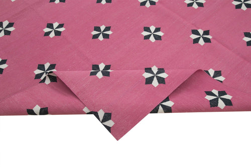 Geometric Duri Pink Geometric Cotton Wool Handmade Area Rug 8'0'' x 9'10''
