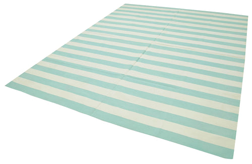 Geometric Duri Turquoise Geometric Cotton Wool Handmade Area Rug 7'10'' x 10'1''