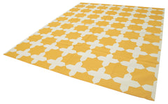 Geometric Duri Yellow Geometric Cotton Wool Handmade Area Rug 8'3'' x 9'10''