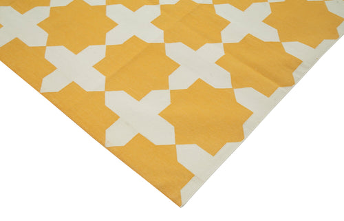 Geometric Duri Yellow Geometric Cotton Wool Handmade Area Rug 8'3'' x 9'10''