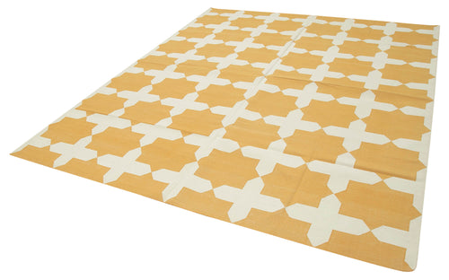 Geometric Duri Yellow Geometric Cotton Wool Handmade Area Rug 7'10'' x 9'7''