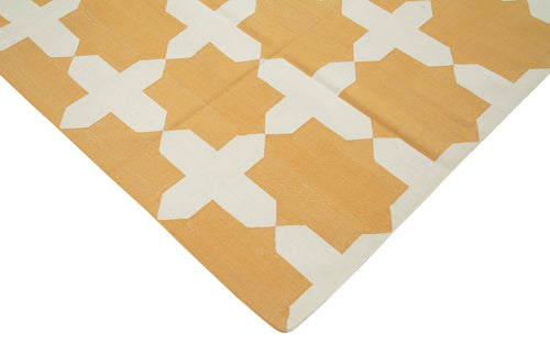 Geometric Duri Yellow Geometric Cotton Wool Handmade Area Rug 7'10'' x 9'7''