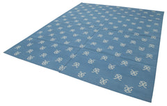Geometric Duri Blue Geometric Cotton Wool Handmade Area Rug 8'1'' x 9'10''