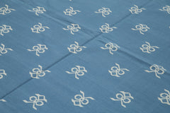 Geometric Duri Blue Geometric Cotton Wool Handmade Area Rug 8'1'' x 9'10''