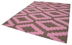 Geometric Duri Pink Geometric Cotton Wool Handmade Area Rug 8'0'' x 9'10''