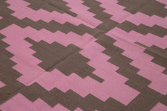 Geometric Duri Pink Geometric Cotton Wool Handmade Area Rug 8'0'' x 9'10''