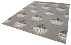Geometric Duri Grey Geometric Cotton Wool Handmade Area Rug 8'2'' x 10'0''