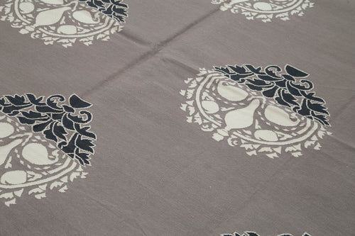 Geometric Duri Grey Geometric Cotton Wool Handmade Area Rug 8'2'' x 10'0''