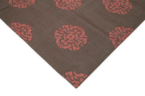 Geometric Duri Brown Geometric Cotton Wool Handmade Area Rug 8'1'' x 9'10''