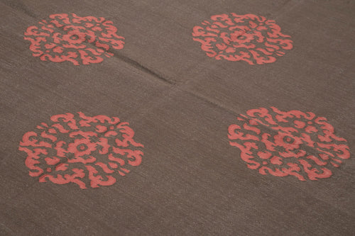 Geometric Duri Brown Geometric Cotton Wool Handmade Area Rug 8'1'' x 9'10''